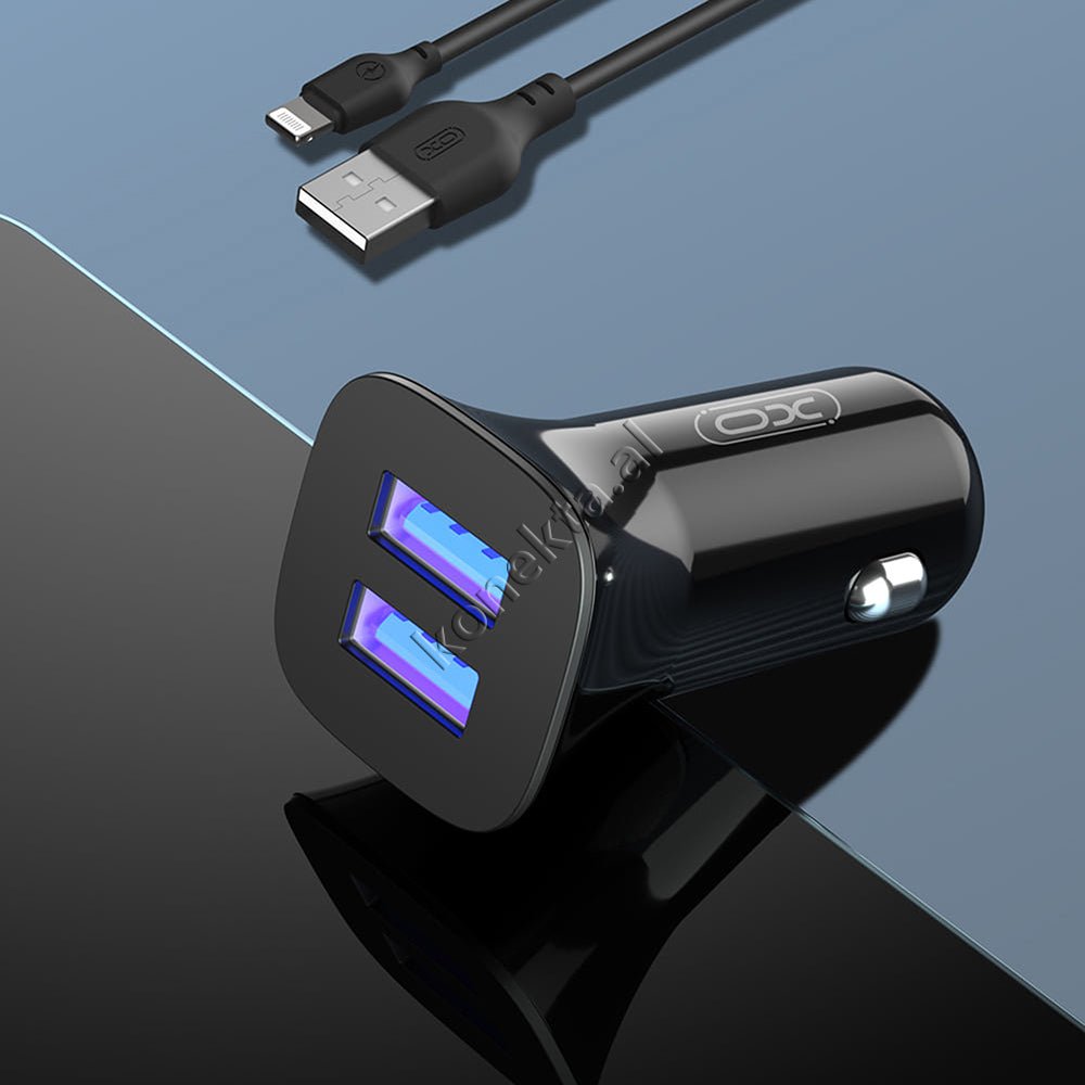 XO TZ10 Car Charger, Black, Dual Port 12W, Lightning / Type-C / Micro - Thumbnail 5