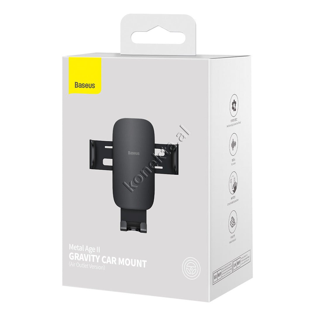 Baseus Metal Age II Phone Holder, Black with Red - Thumbnail 2