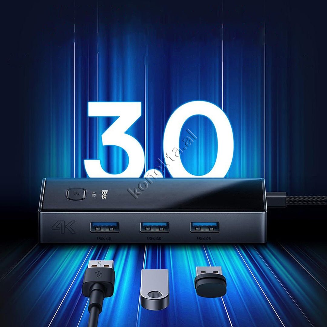 Baseus Type-C Adapter, 6 Ports, HDMI 4K@30Hz, RJ45 1000Mbps, USB 3.0, Type-C 100W - Thumbnail 4