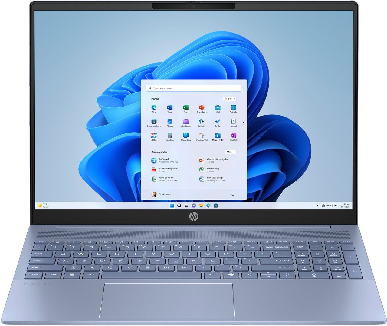 HP Pavilion 16-ag0211nw Laptop, 16", 16GB DDR5, 512 SSD, AMD Radeon Graphics, Sky Blue - Image 1