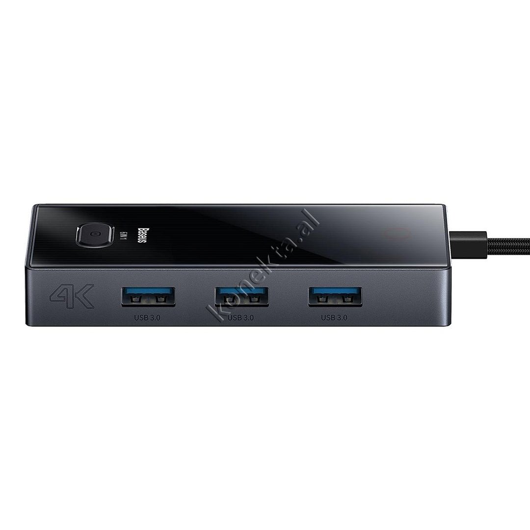 Baseus Type-C Adapter, 6 Ports, HDMI 4K@30Hz, RJ45 1000Mbps, USB 3.0, Type-C 100W - Thumbnail 3