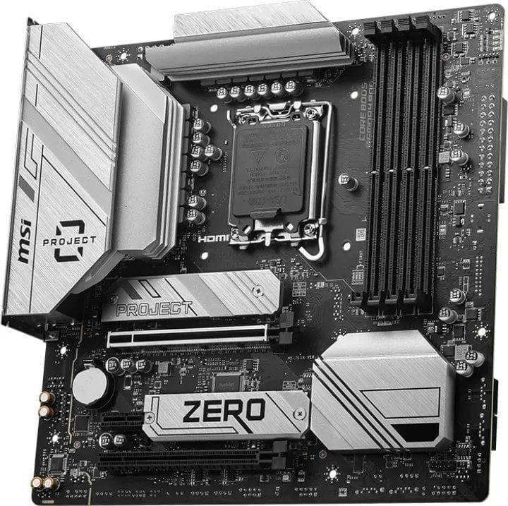 MSI B760M PROJECT ZERO Motherboard, White/Silver - Thumbnail 8