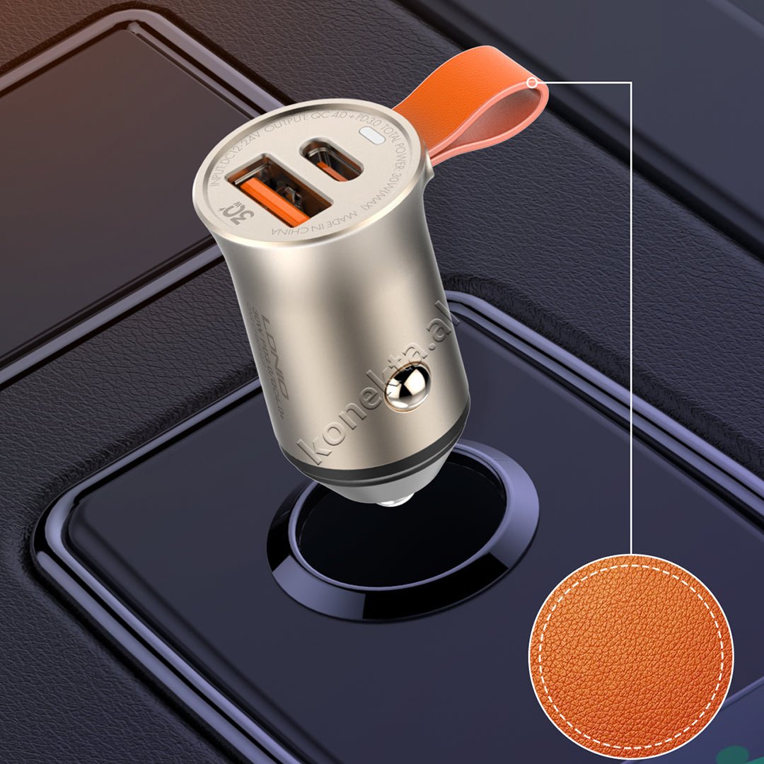 LDNIO 30W Car Charger Adapter, Black / Silver - Thumbnail 3