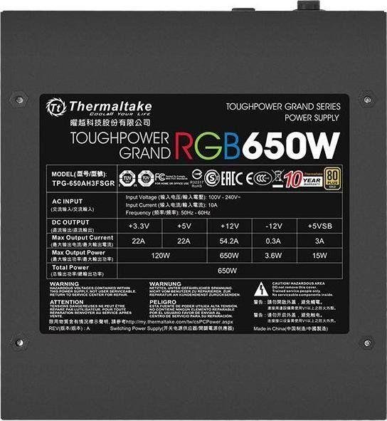 Thermaltake Toughpower Grand RGB PS-TPG-0650FPCGEU-S Power Supply, 650W - Thumbnail 2