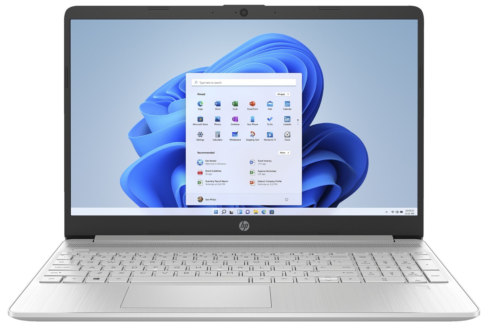 HP 15s-eq2289nw Laptop, 15.6", AMD Ryzen™ 3 5300U, 16GB DDR4-SDRAM, 256GB SSD, Integrated AMD Radeon Graphics, Silver - Image 1
