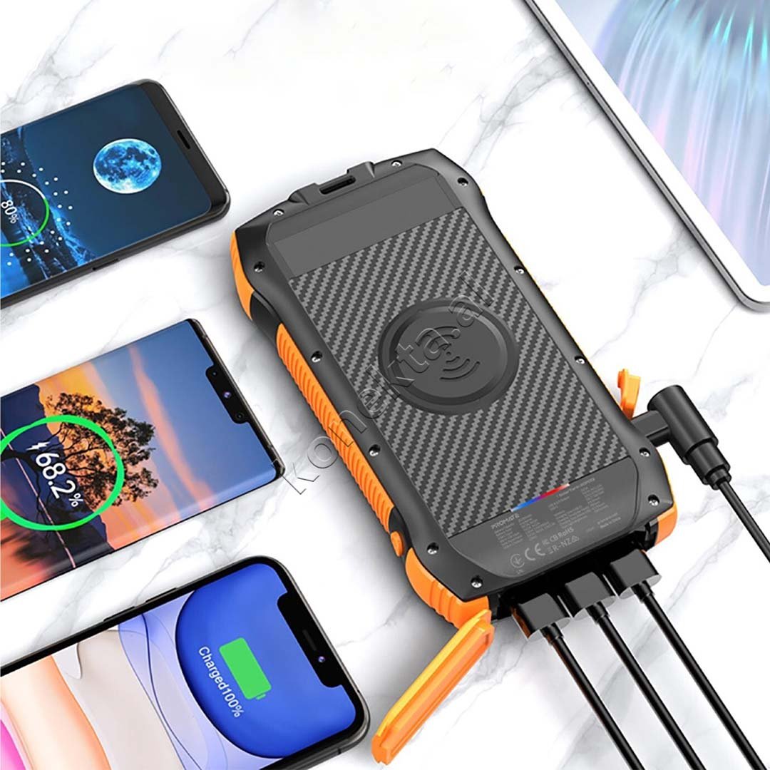 Choetech 20000mAh Solar Panel Power Bank, Black, Orange, White, Blue, Green - Thumbnail 7