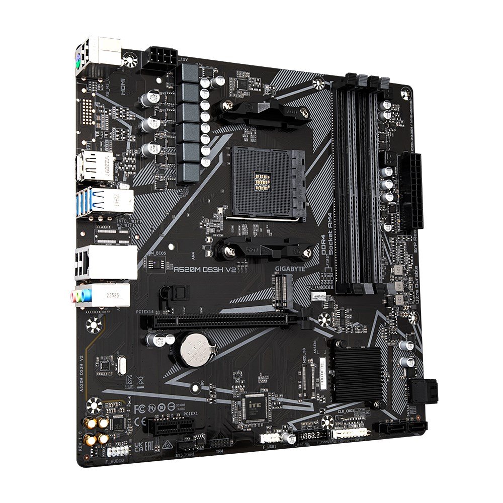 Gigabyte A520M DS3H V2 (rev. 1.0) Socket AM4 micro ATX Motherboard - Thumbnail 2