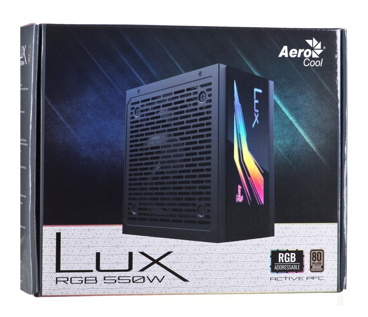 AeroCool LUX RGB 550W Power Supply, 80Plus Bronze, 12cm, Black - Thumbnail 6