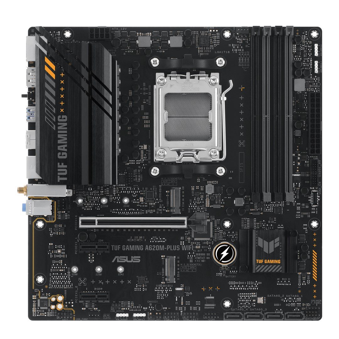 ASUS TUF Gaming A620M-PLUS WiFi AMD A620 Socket AM5 micro ATX Motherboard - Image 1