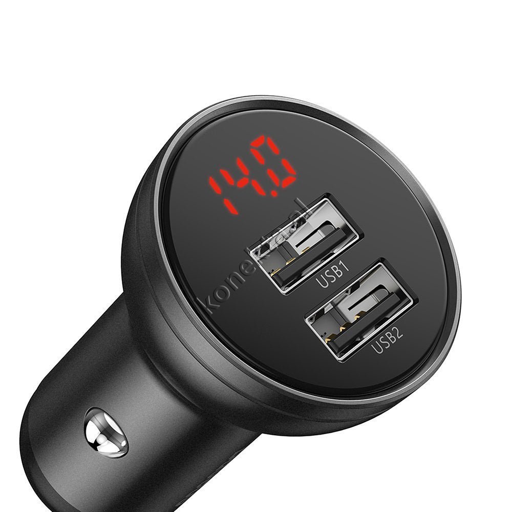 Baseus Car Charger Adapter with 2 Ports and 3-in-1 Cable - Thumbnail 3