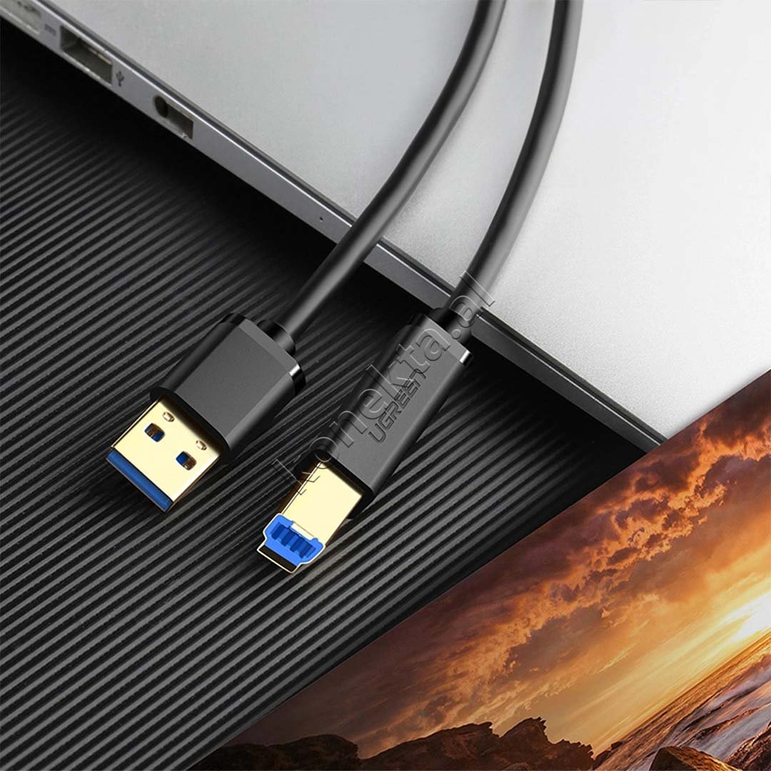 UGreen USB-A to USB-B Cable, 1m / 2m, Black - Thumbnail 2