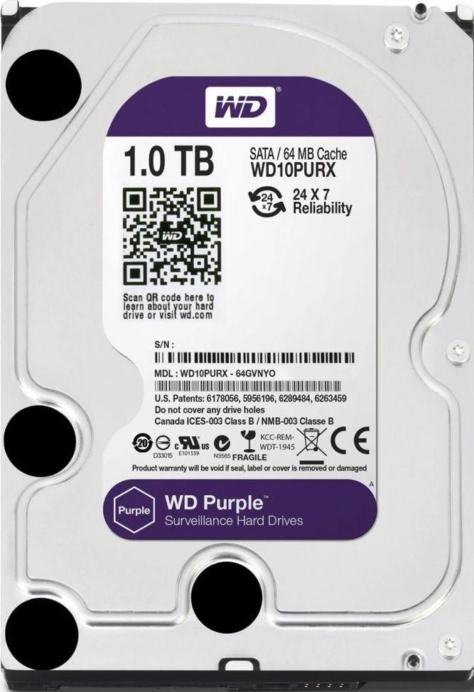 WD Purple HDD, 1TB, 3.5" SATA III - Thumbnail 2