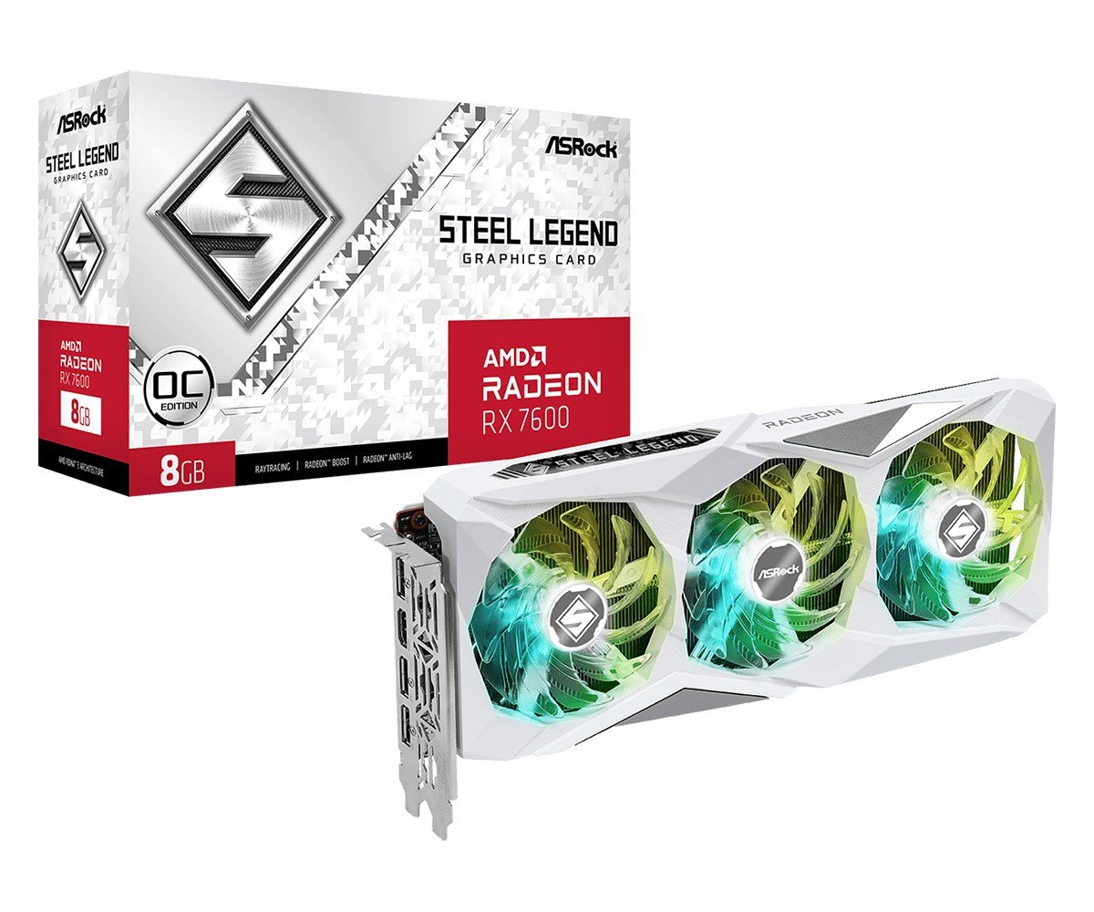 ASRock Radeon RX 7600 Steel Legend Graphics Card 8GB OC - Image 1