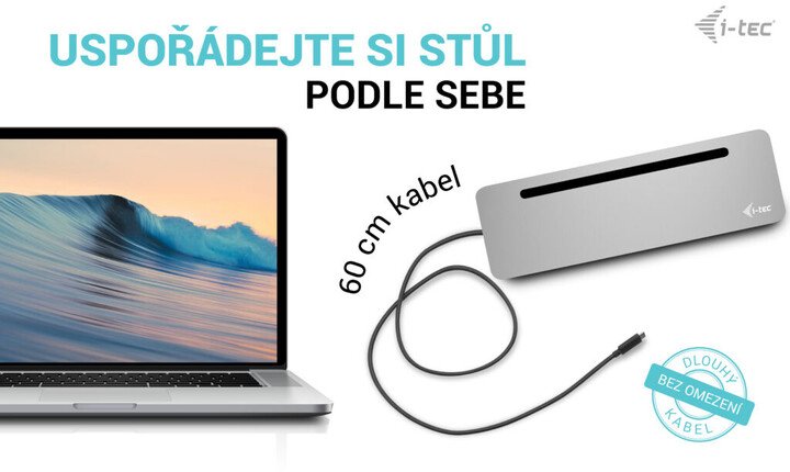 I-Tec Docking Station USB-C Metal Ergonomic, 3x 4K Display, PD 100W + i-tec Universal Charger 100 W - Thumbnail 8