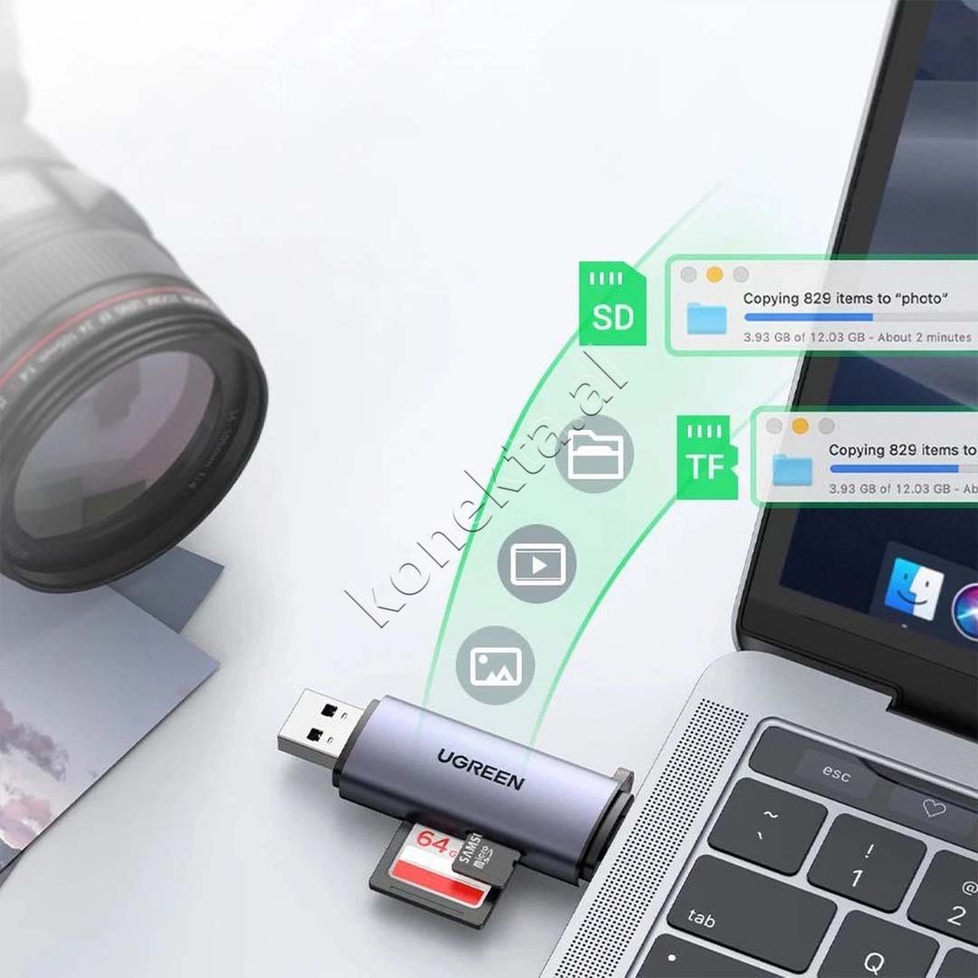 UGreen USB Card Reader with USB-A and USB-C Ports for TF and SD Cards - Thumbnail 8