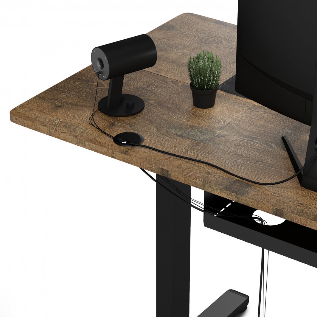 SENSE7 Nojo Electric Table, 120cm x 60cm, Black/Wood - Thumbnail 8