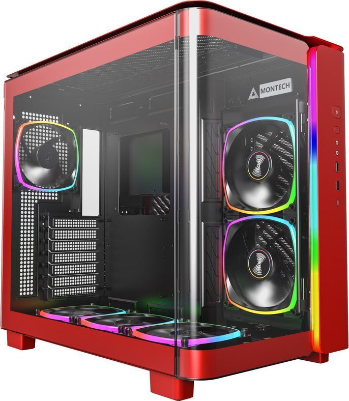 Montech King 95 Pro ARGB Case, Red, Midi Tower - Image 1