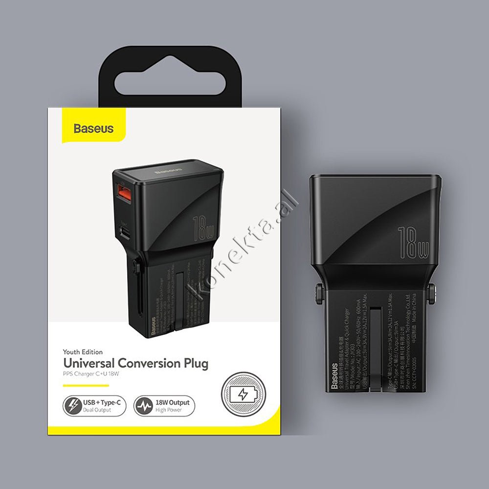 Baseus Universal 18W Charger, USB + Type-C, Fast Charging - Thumbnail 2