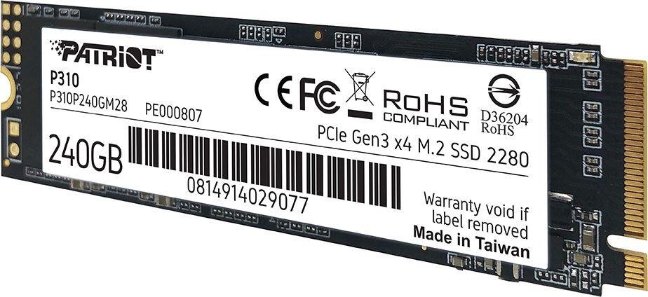 Patriot P310 SSD, 240GB, M.2 2280 PCI-E x4 Gen3 NVMe - Thumbnail 5