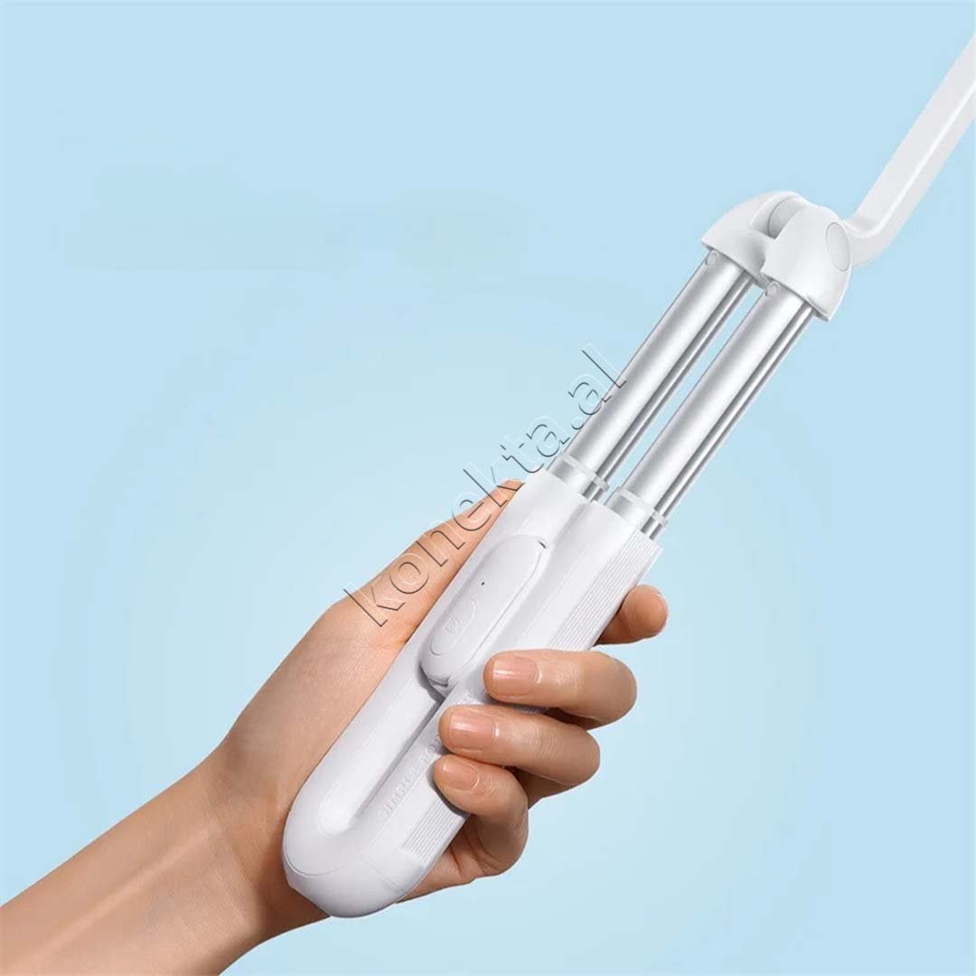 Baseus Tripod dhe Selfie Stick me Bluetooth, E Bardhe - Thumbnail 7