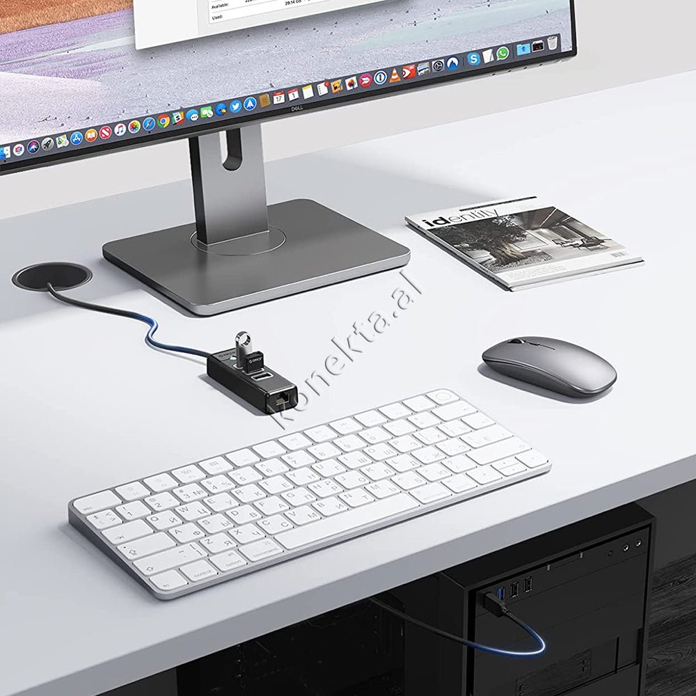 Orico USB Hub, 3 Porta USB3.0 dhe LAN, E zezë - Thumbnail 8