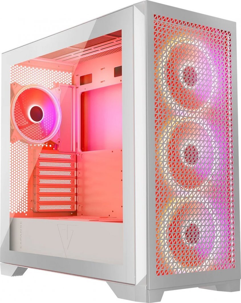 Modecom Volcano Expanse T Apex ARGB Case, White, Midi Tower - Image 1