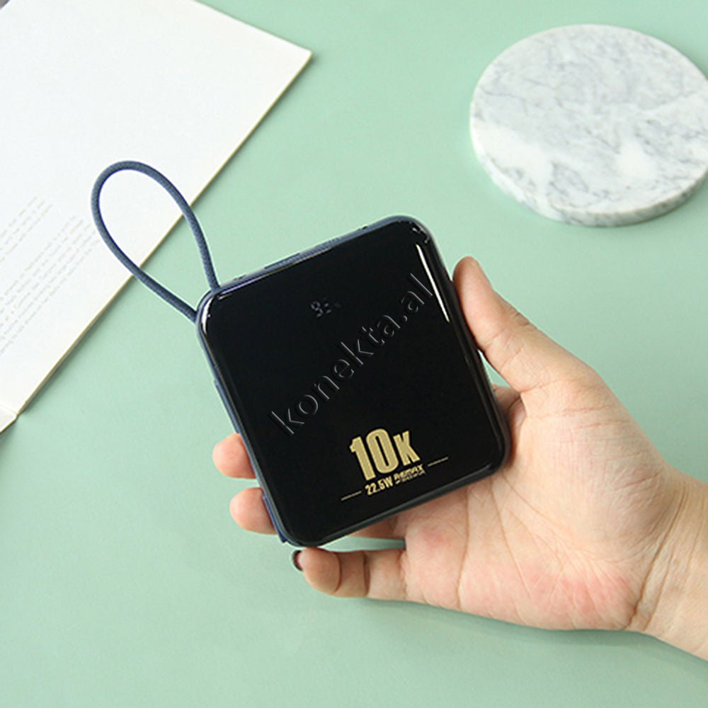 Remax 10000mAh Power Bank, Blue, 2 Ports, 2 Cables (Lightning and Type-C) - Thumbnail 5