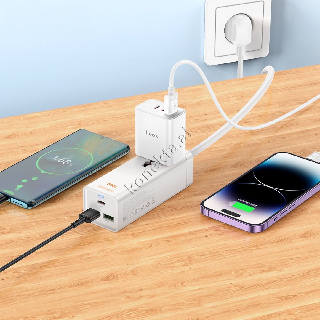 Hoco Charger, 1 Socket, 2 USB Ports, 1 Type-C Port, 30W - Thumbnail 2