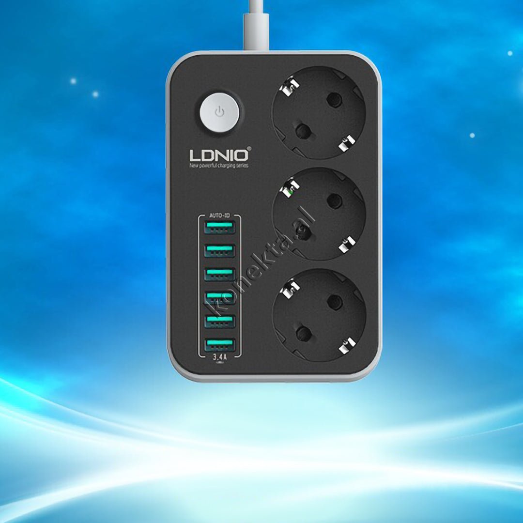 LDNIO Multiprize Power Strip, 3 Vendeshe, 6 Porta USB, Njohje Inteligjente, Karikim Te Shpejte - Thumbnail 7