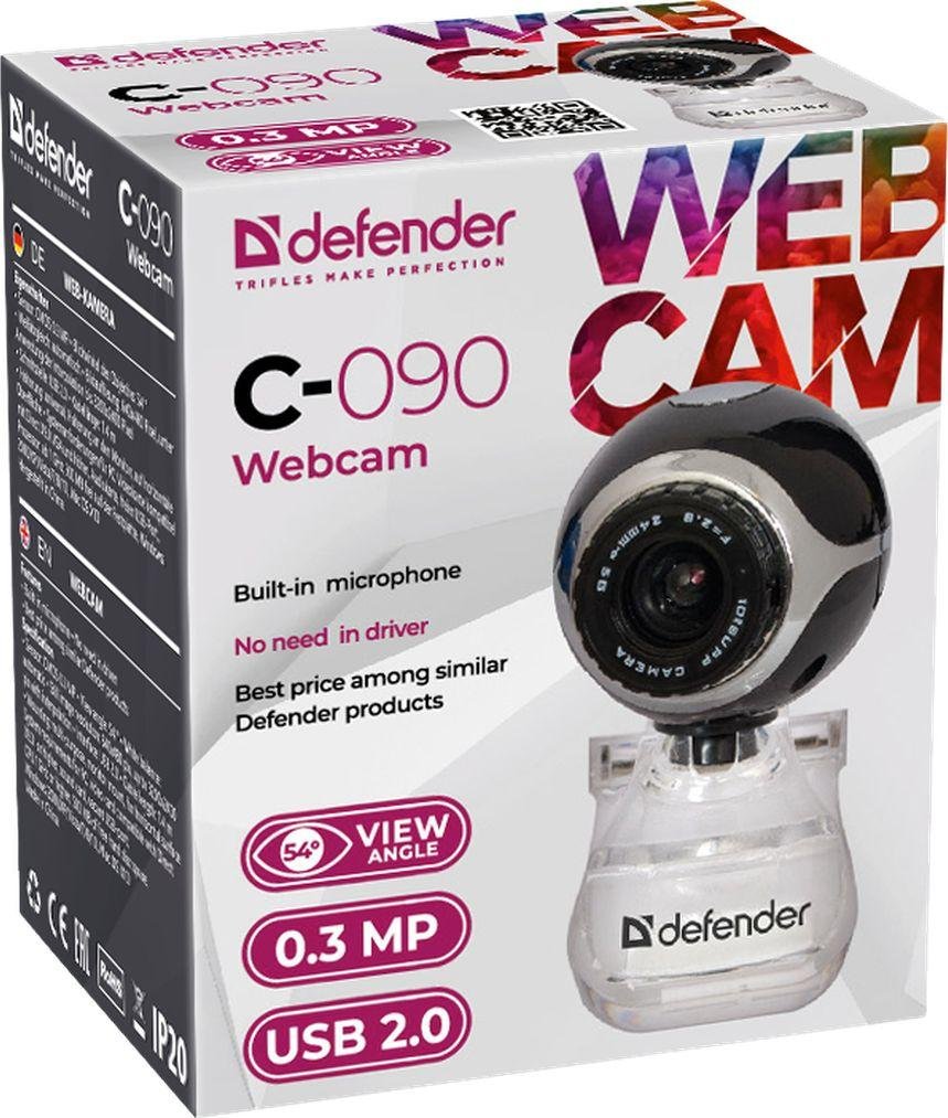 Defender C-090 Webcam, Black/Silver - Thumbnail 4