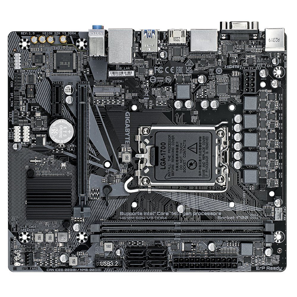 Gigabyte H610M S2H V3 Motherboard, DDR4, Micro ATX, LGA1700, Black - Thumbnail 4