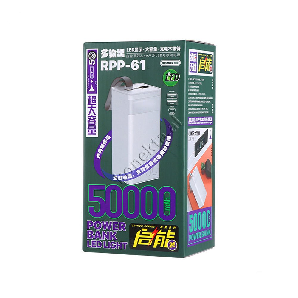 Remax 50000mAh Battery, White, 2 Ports - Thumbnail 2