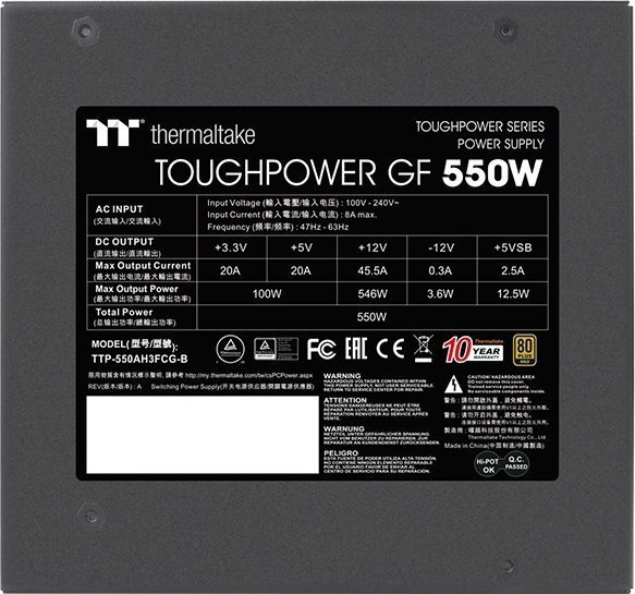 Thermaltake ToughPower GF PS-TPD-0550FNFAGE-2 ATX Power Supply, 550W - Thumbnail 2