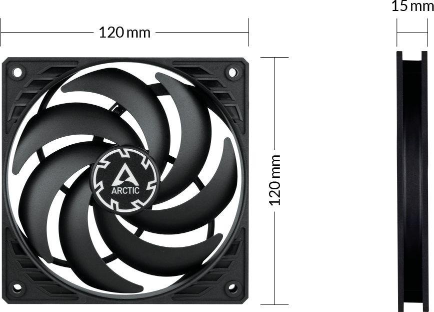 Arctic P12 Slim Fan, 3 Pieces, Black - Thumbnail 5