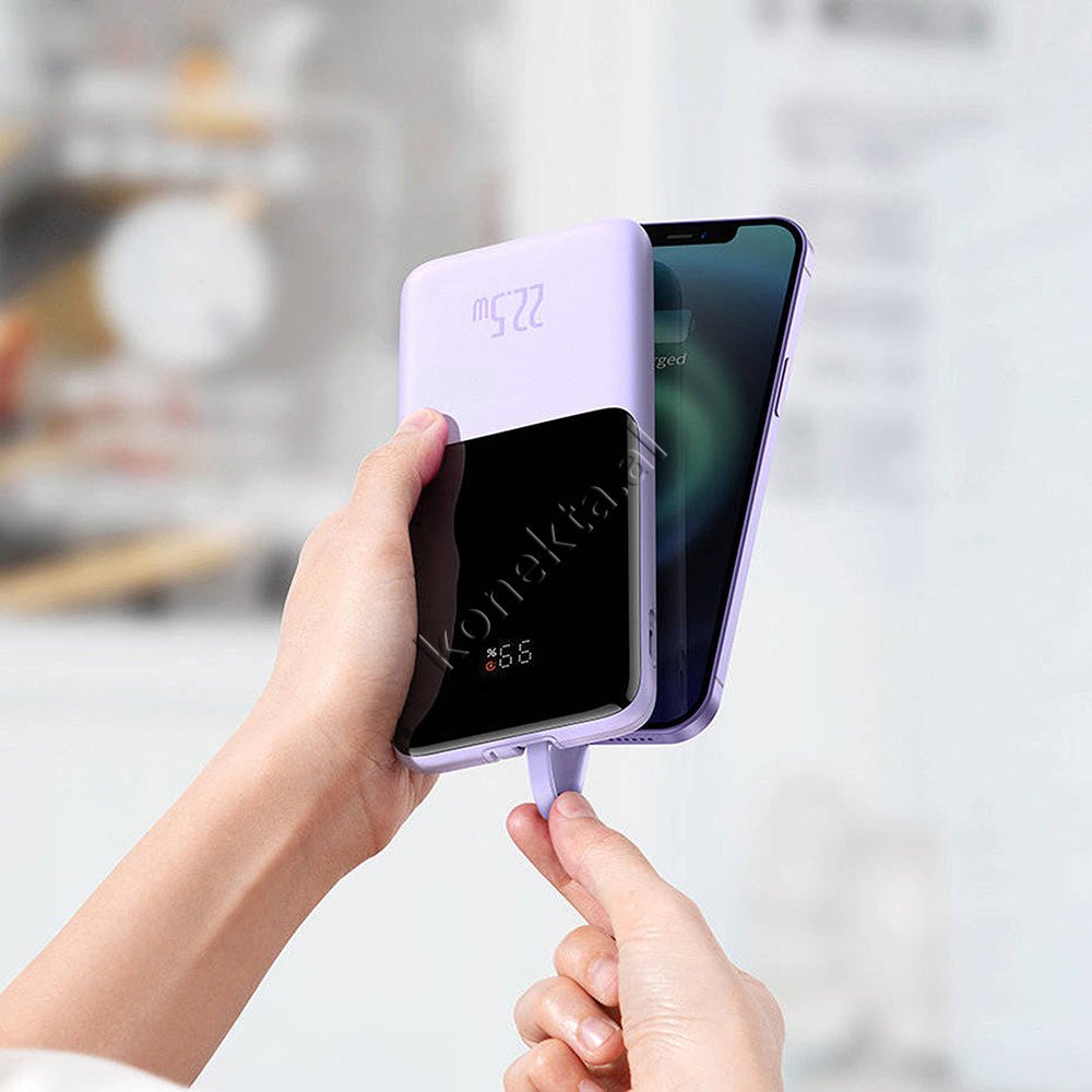 Baseus 22.5W 10000mAh External Battery, Purple, With 1 Port and Lightning & Type-C Cable - Thumbnail 15