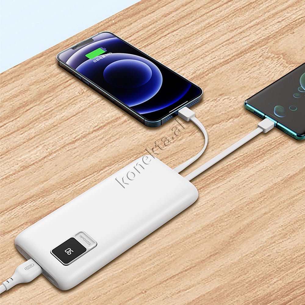 XO Stacion Karikimi Me 2 Bateri Te Jashtme 10000mAh Me 2 Porta, E Bardhe - Thumbnail 10