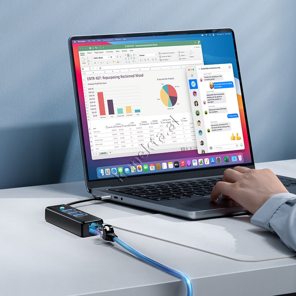 Orico USB Hub, 3 Porta USB3.0 dhe LAN, E zezë - Thumbnail 11