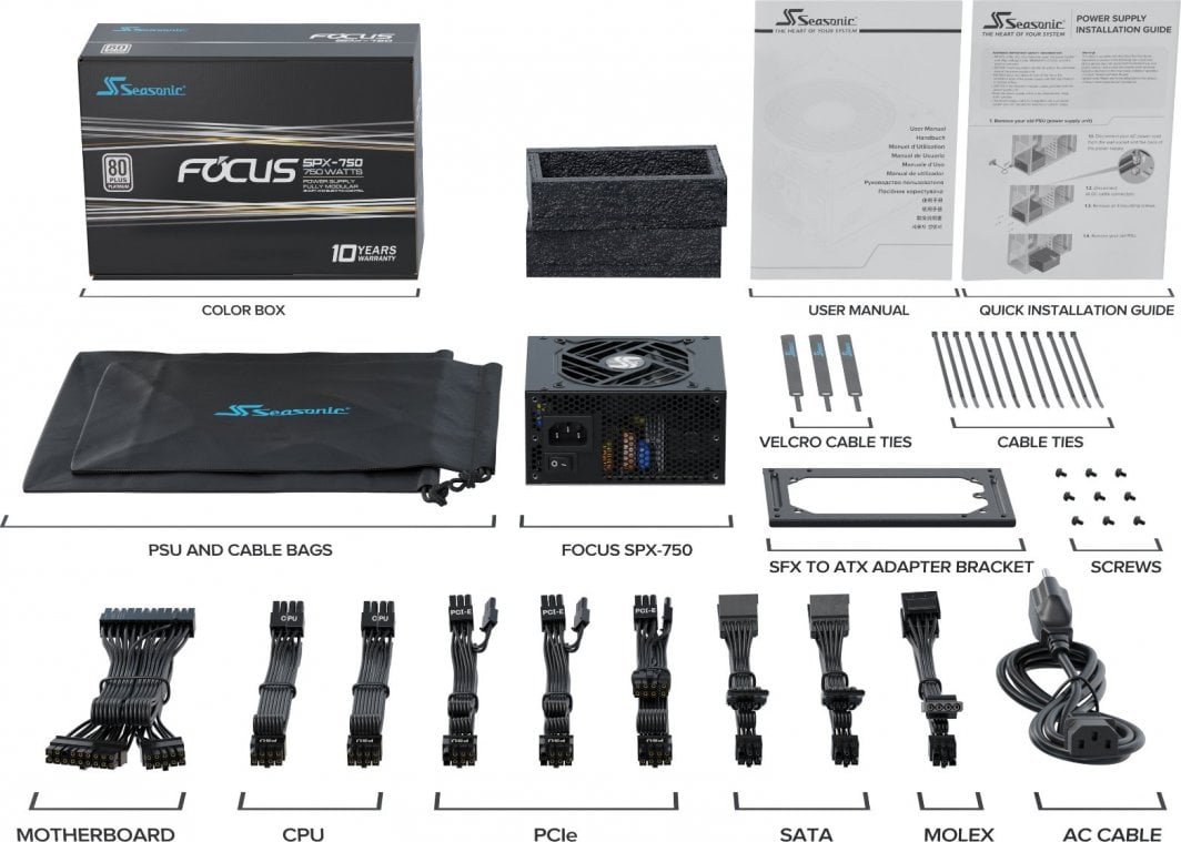 Seasonic Focus SPX 2021 FOCUS-SPX-750 SFX Power Supply, 750W - Thumbnail 9