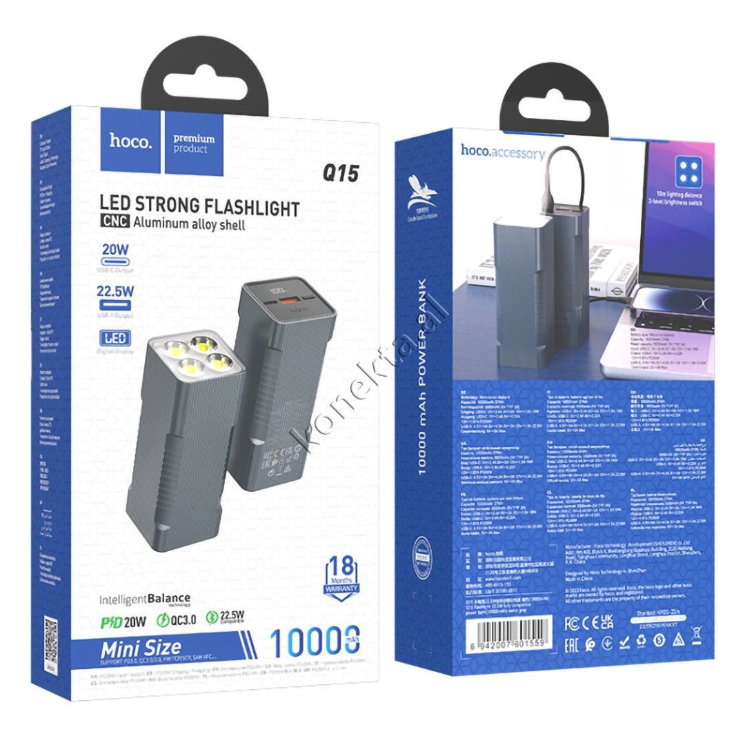 Hoco 10000mAh Power Bank, With LED, Handheld Electric - Thumbnail 6