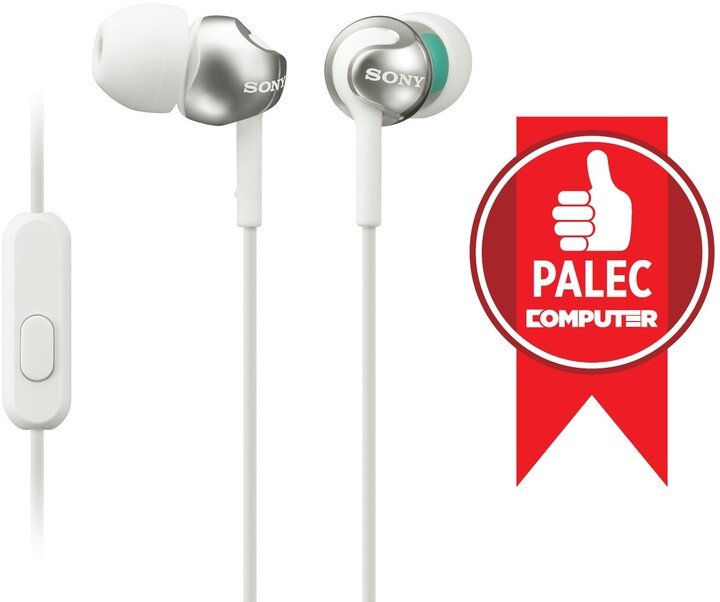 Sony MDR-EX110APW Headphones, White - Image 1