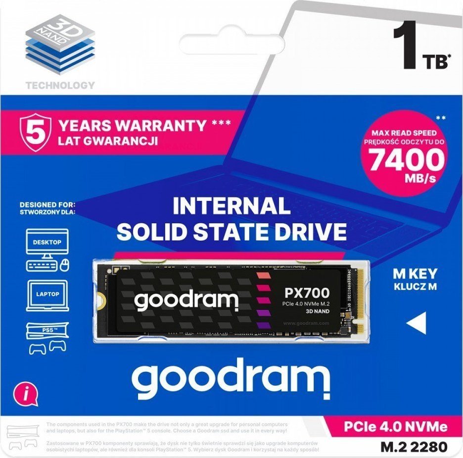 GoodRam PX700 SSD, 1TB, M.2 2280 PCI-E x4 Gen4 NVMe - Thumbnail 2