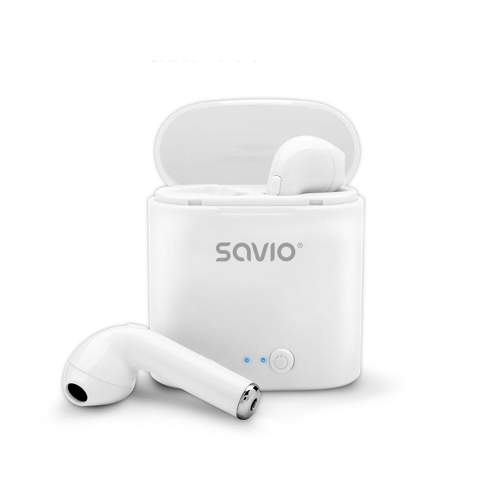 Savio TWS-01 Earbuds, Wireless, White - Thumbnail 2