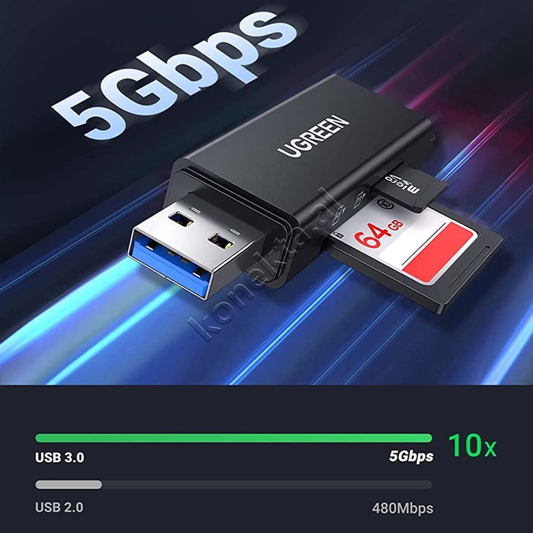UGreen USB Card Reader, Black - Thumbnail 5