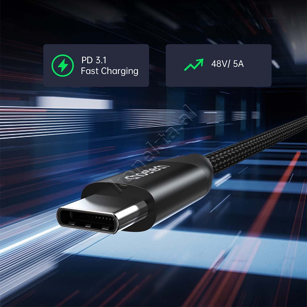 Choetech Type-C Cable, 240W, 1.2m, Black - Thumbnail 4