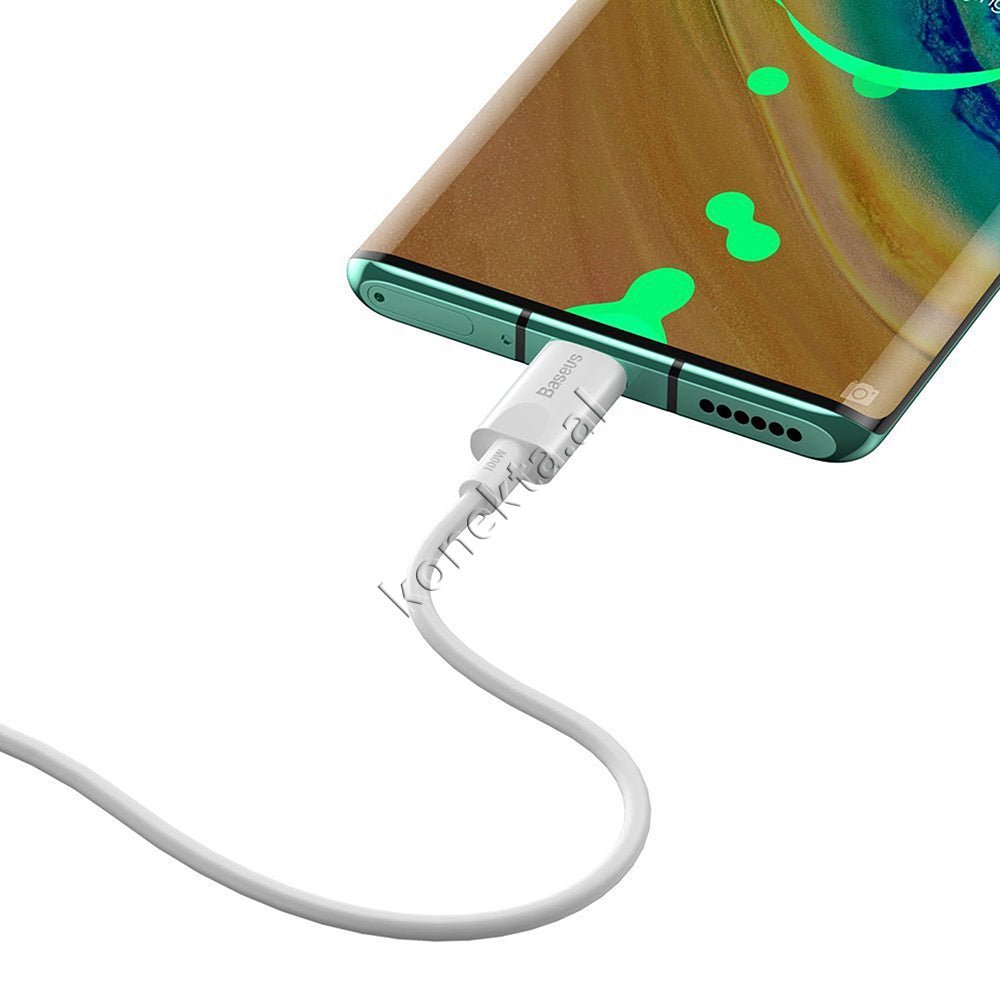 Baseus MLL82ZM/A Cable, 1.5m, White, 100W Fast Charge 5A - Thumbnail 8