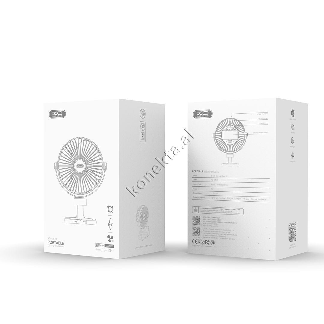 XO Freskuese Rechargeable Fan, White, 2400mAh - Thumbnail 10