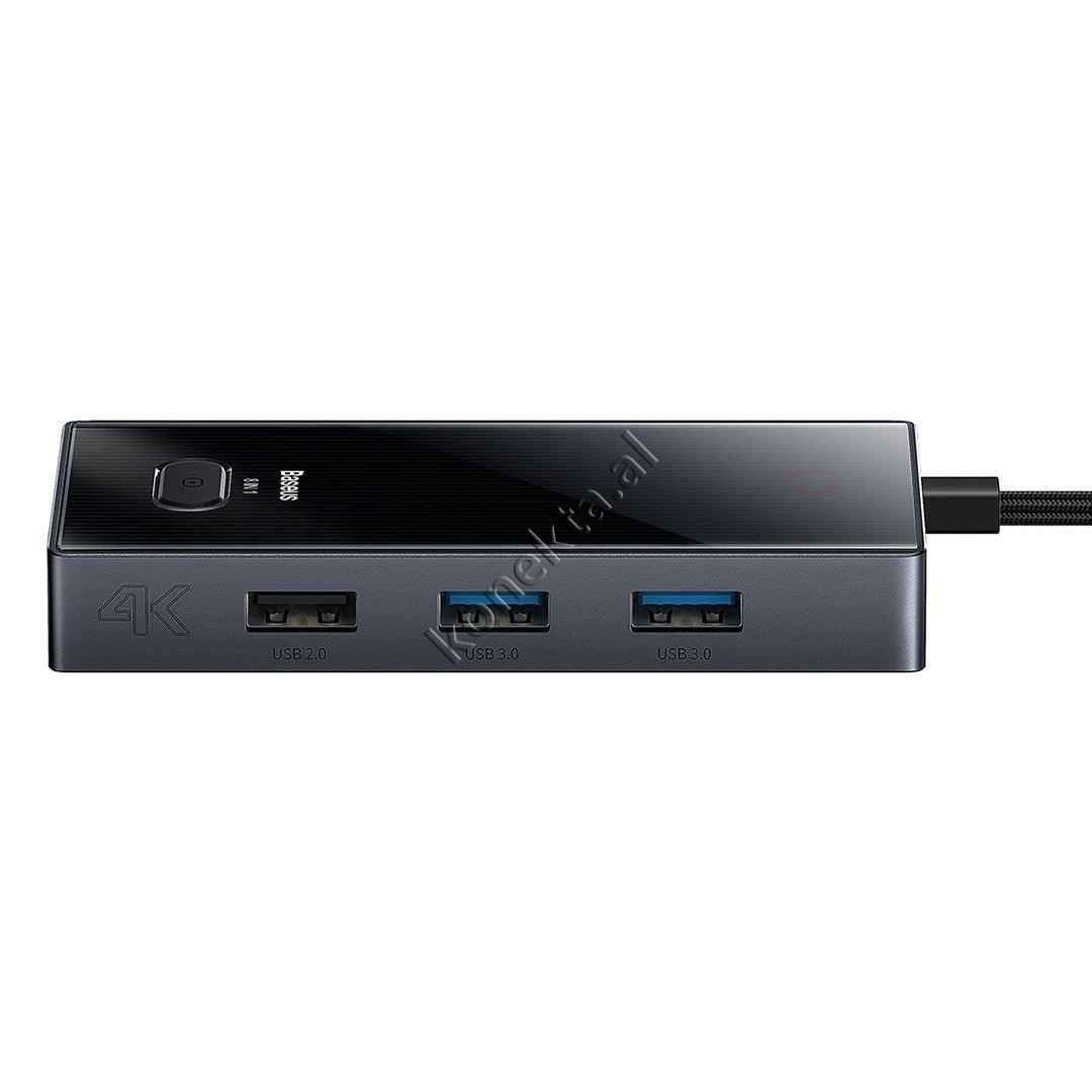 Baseus HUB Adapter with 8 Ports, HDMI 4K@30Hz, RJ45 1000Mbps, PD 100W, USB3.0 and TF/SD Card Reader - Thumbnail 2