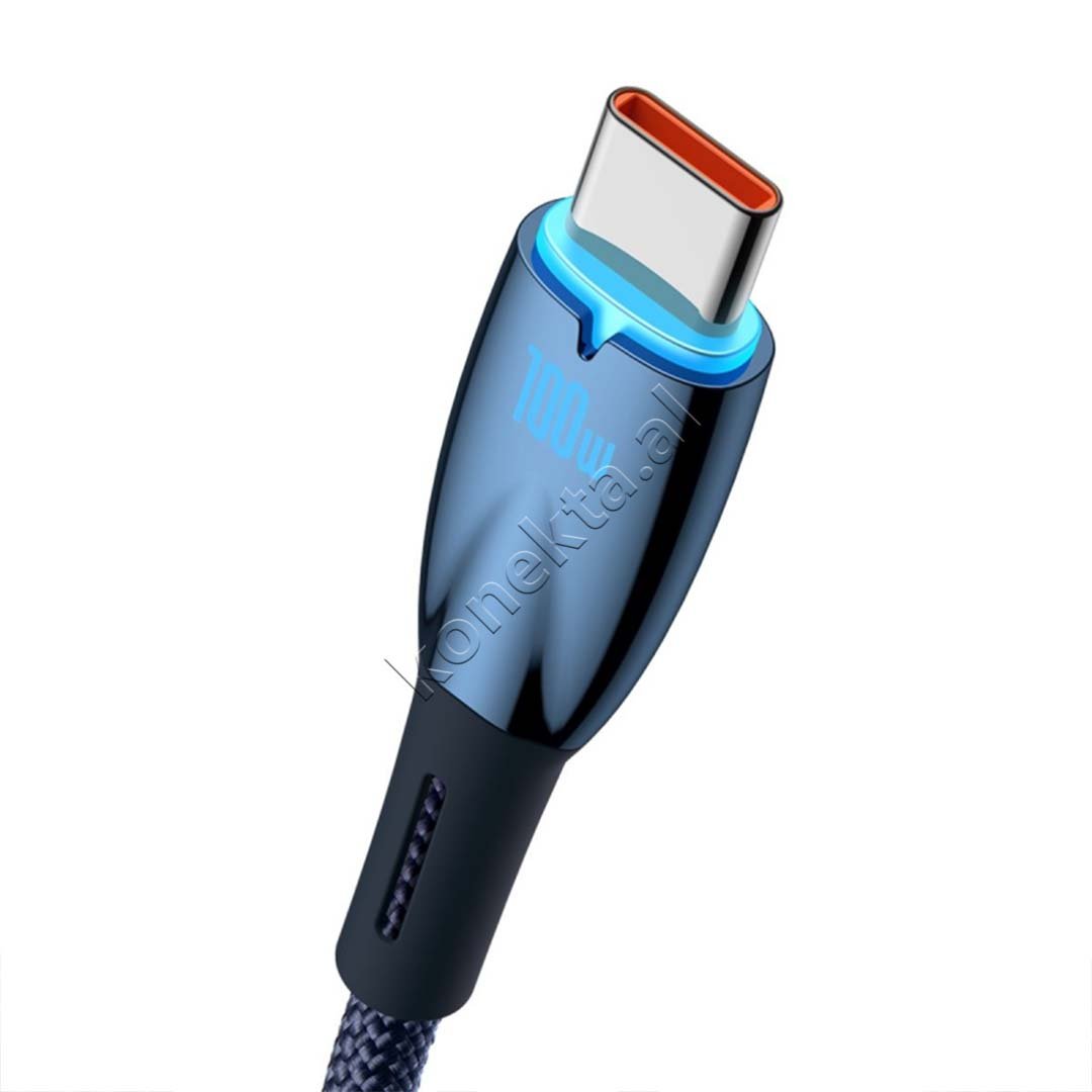 Baseus USB Type-C Charging Cable, 100W, 2m, Blue - Thumbnail 2