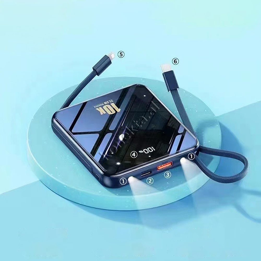Remax 10000mAh Power Bank, Blue, 2 Ports, 2 Cables (Lightning and Type-C) - Thumbnail 4