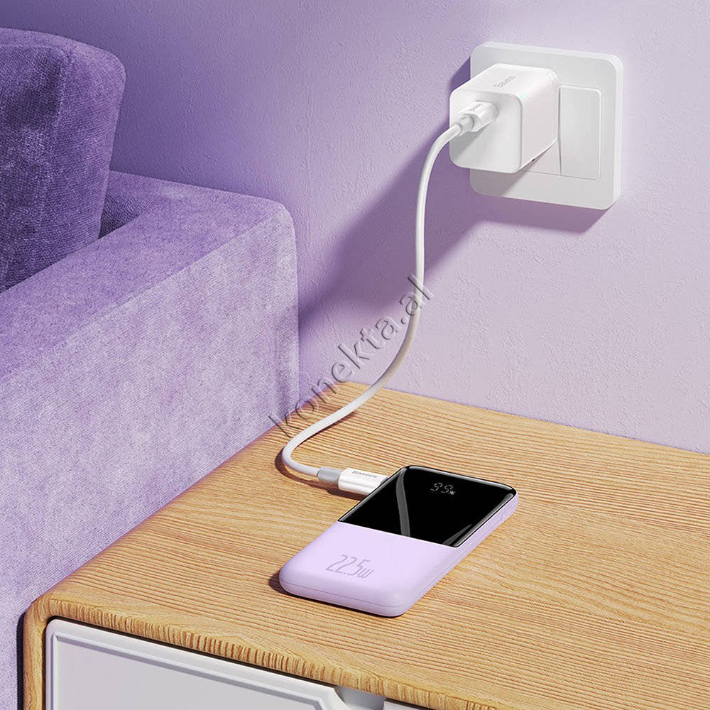 Baseus 22.5W 10000mAh External Battery, Purple, With 1 Port and Lightning & Type-C Cable - Thumbnail 11